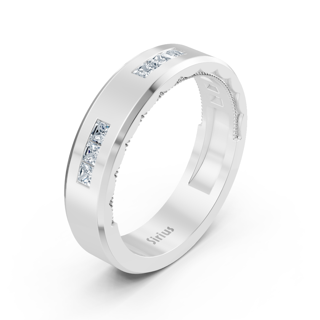 0.27 carat princess cut diamond band ring in white gold