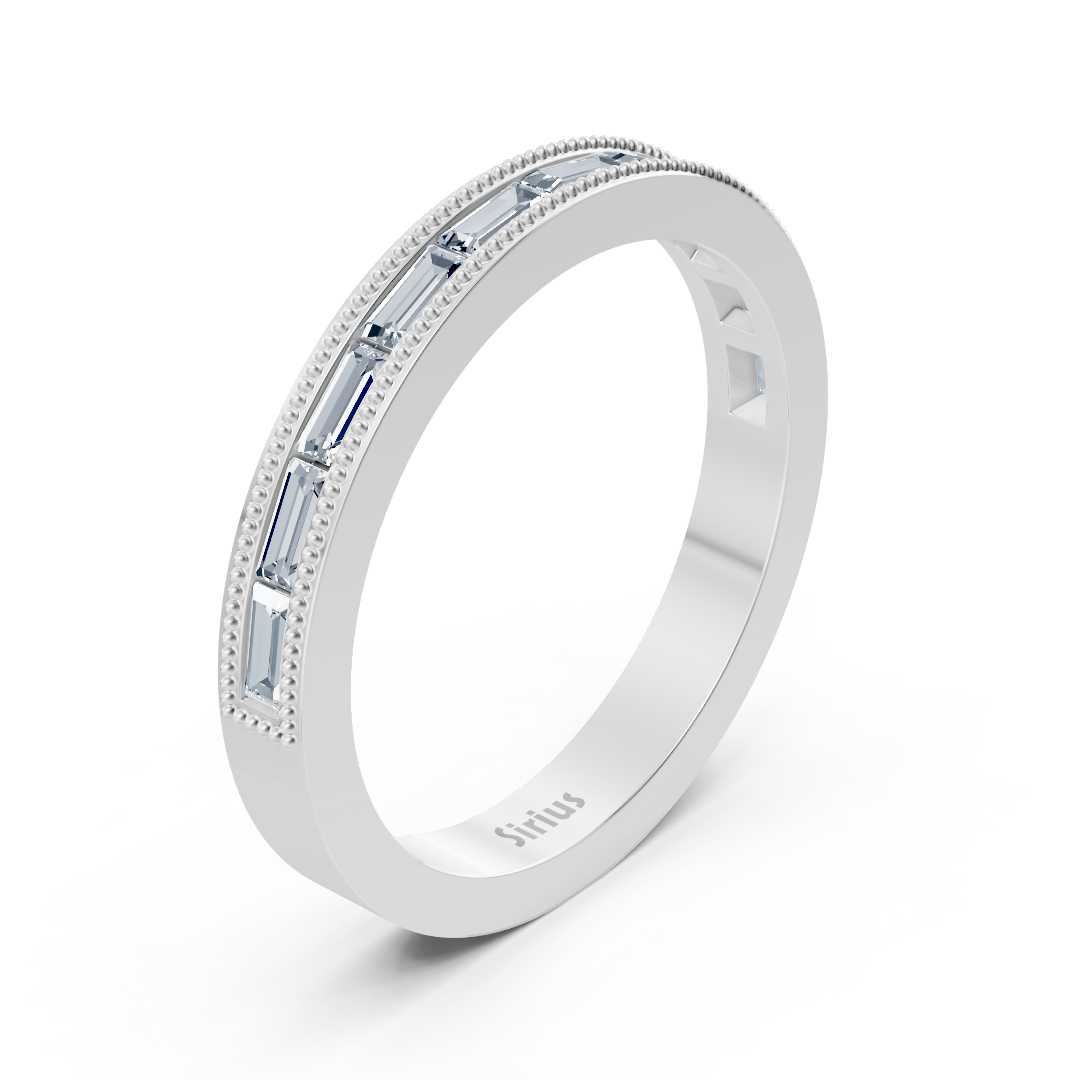 2.20 carat baguette cut moissanite half eternity ring in white gold