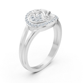 Delicate heart-shaped diamond ring in white gold with pavé accents