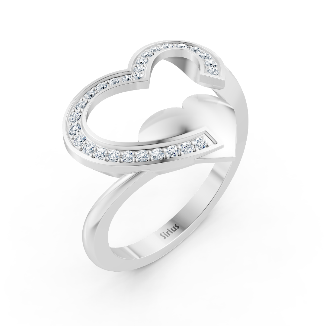 Loving heart diamond ring in white gold with pavé setting
