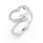 Liebevoller Herz Diamantring in Weissgold mit Pavé-Fassung