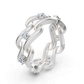 Anneau de diamant en or blanc exclusif 14K avec une coupe ronde brillante