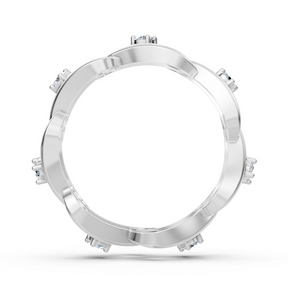 Anneau de diamant en or blanc exclusif 14K avec une coupe ronde brillante