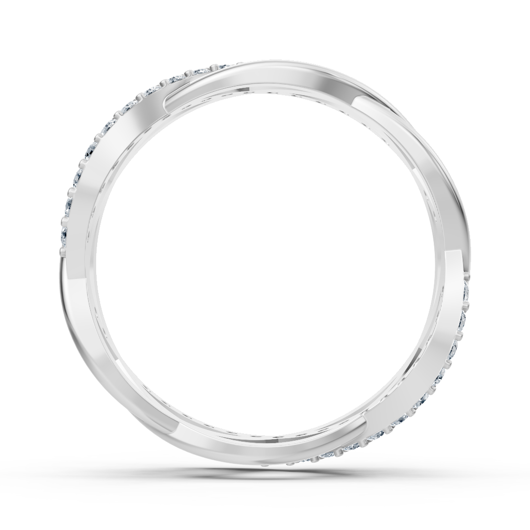 Bague de diamant en or blanc avec design croisé