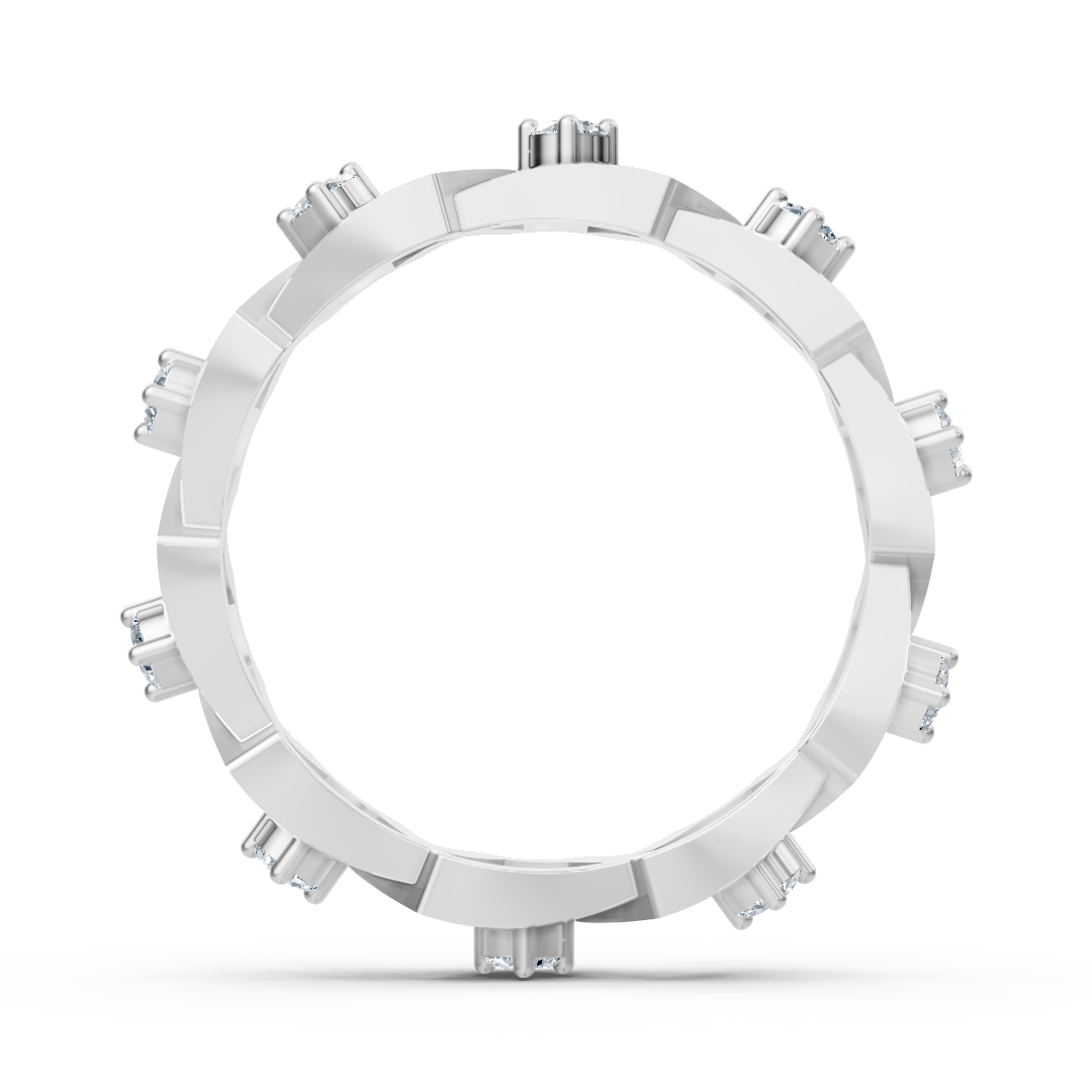Bague exclusive en or blanc 14 carats avec diamants – serti griffes, 0,35 carat