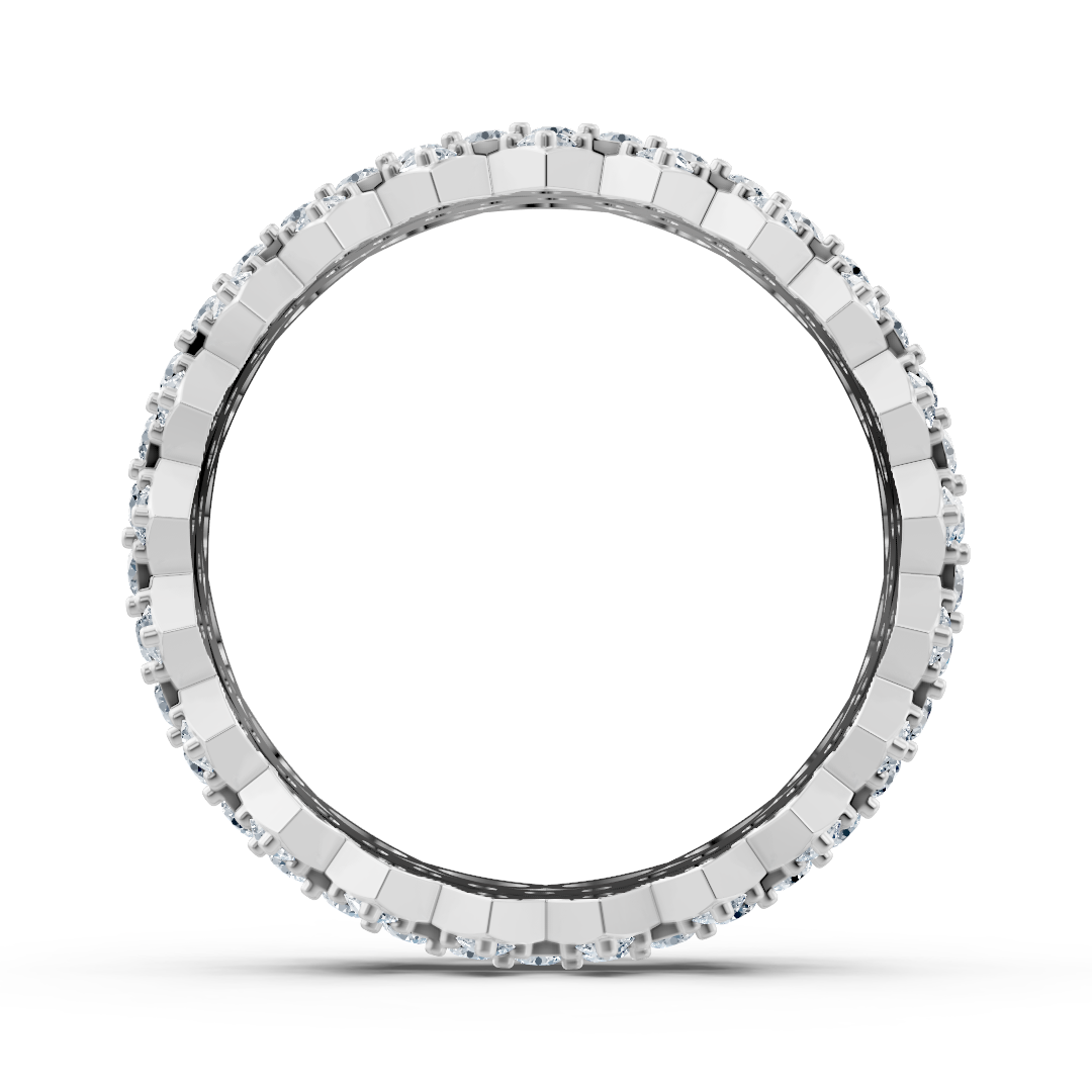 Bague mémoire luxueuse en or blanc 14 carats avec diamants