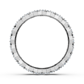 Bague mémoire luxueuse en or blanc 14 carats avec diamants