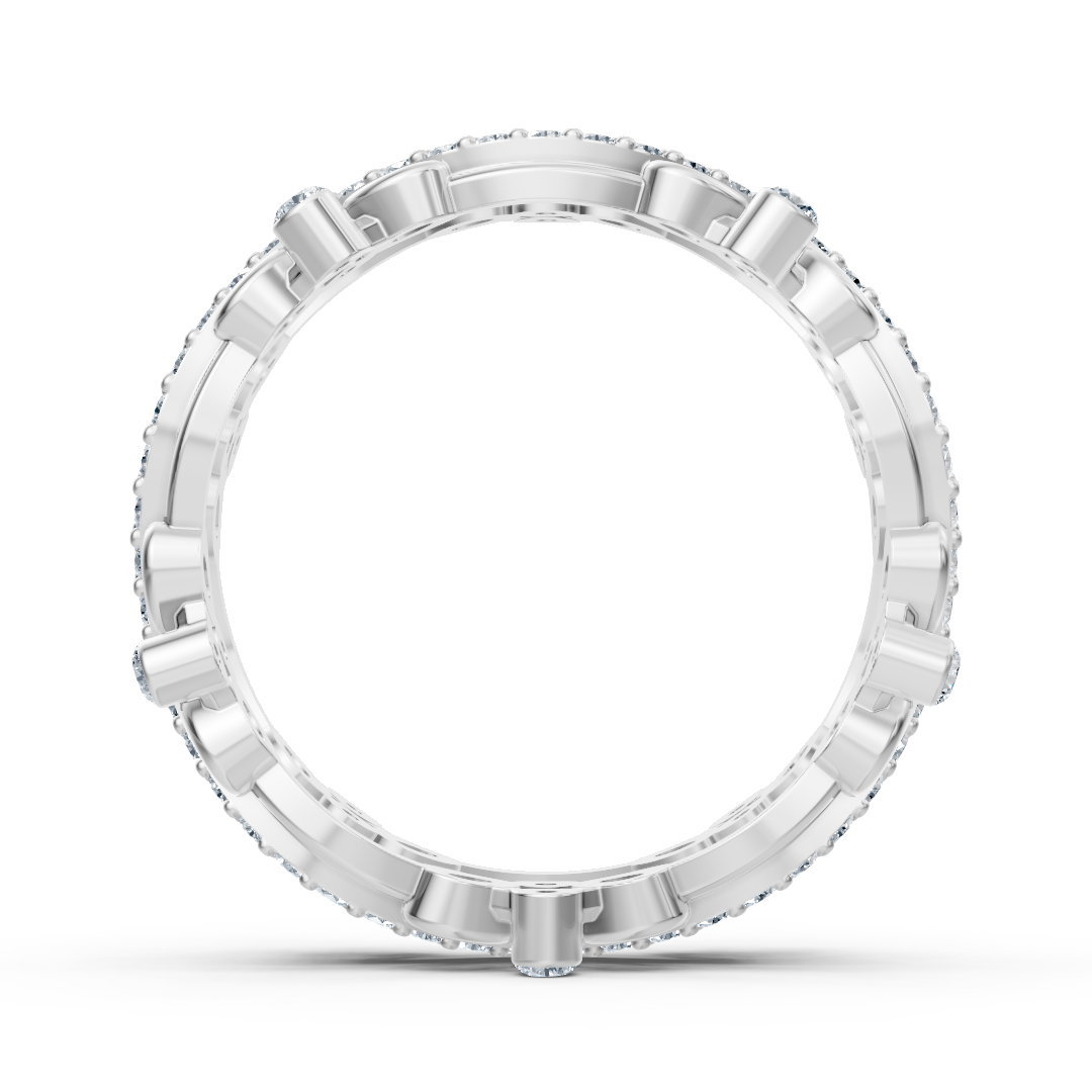 Bague cercle ludique en diamant - or blanc 14 carats, environ 0,51 carat