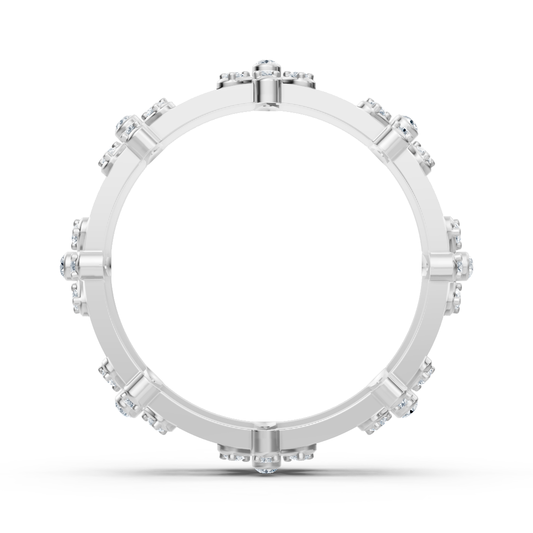Bague diamant radieuse « Mer de Fleurs » - Or blanc 14 carats, diamants 0,464 carat