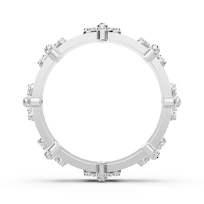 Bague diamant radieuse « Mer de Fleurs » - Or blanc 14 carats, diamants 0,464 carat