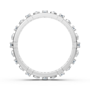 Bague mémoire en or blanc 14 carats avec diamants - bague femme moderne avec sertissage à griffes et lunette