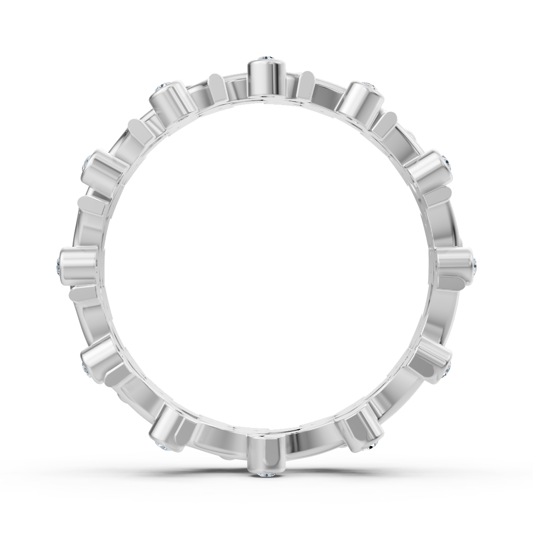 Bague en or blanc avec diamant et motif floral de vigne