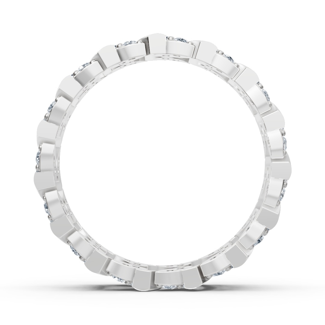 Bague en or blanc avec diamants au design incurvé