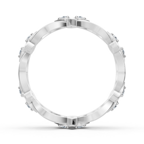Bague en or blanc avec diamant et motif pétale