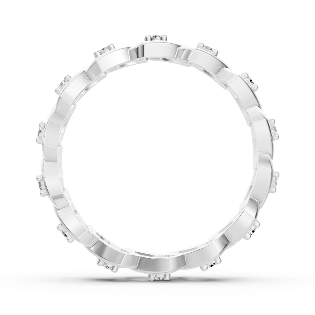 Bague élégante en or blanc avec diamants taille ronde – design délicat
