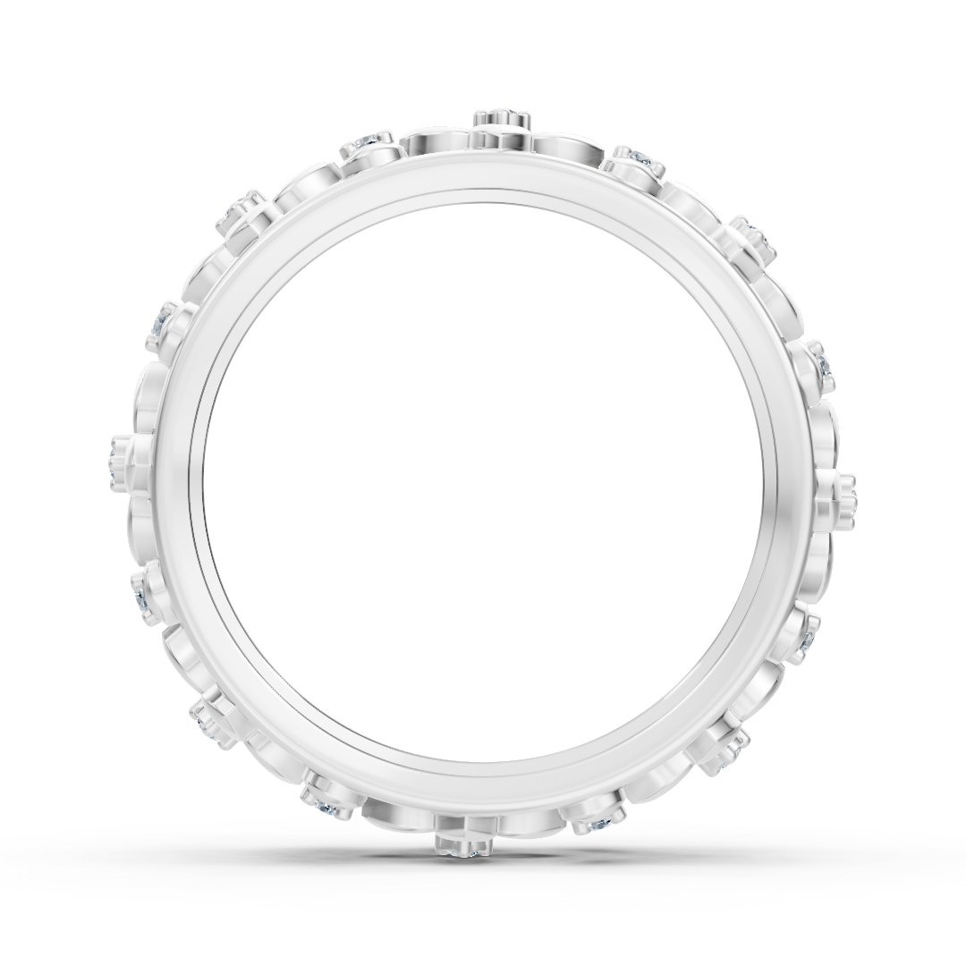 Bague noble en or blanc avec diamants en forme de fleur – élégance délicate