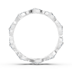Bague opulente en or blanc avec diamants – motif mer de fleurs scintillantes