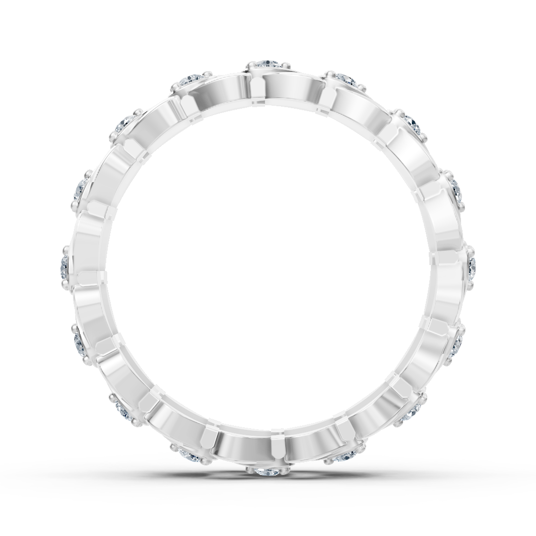Bague élégante en or blanc avec diamants – motif feuille en filigrane