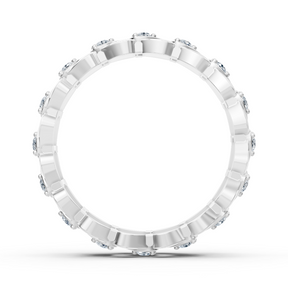 Bague élégante en or blanc avec diamants – motif feuille en filigrane