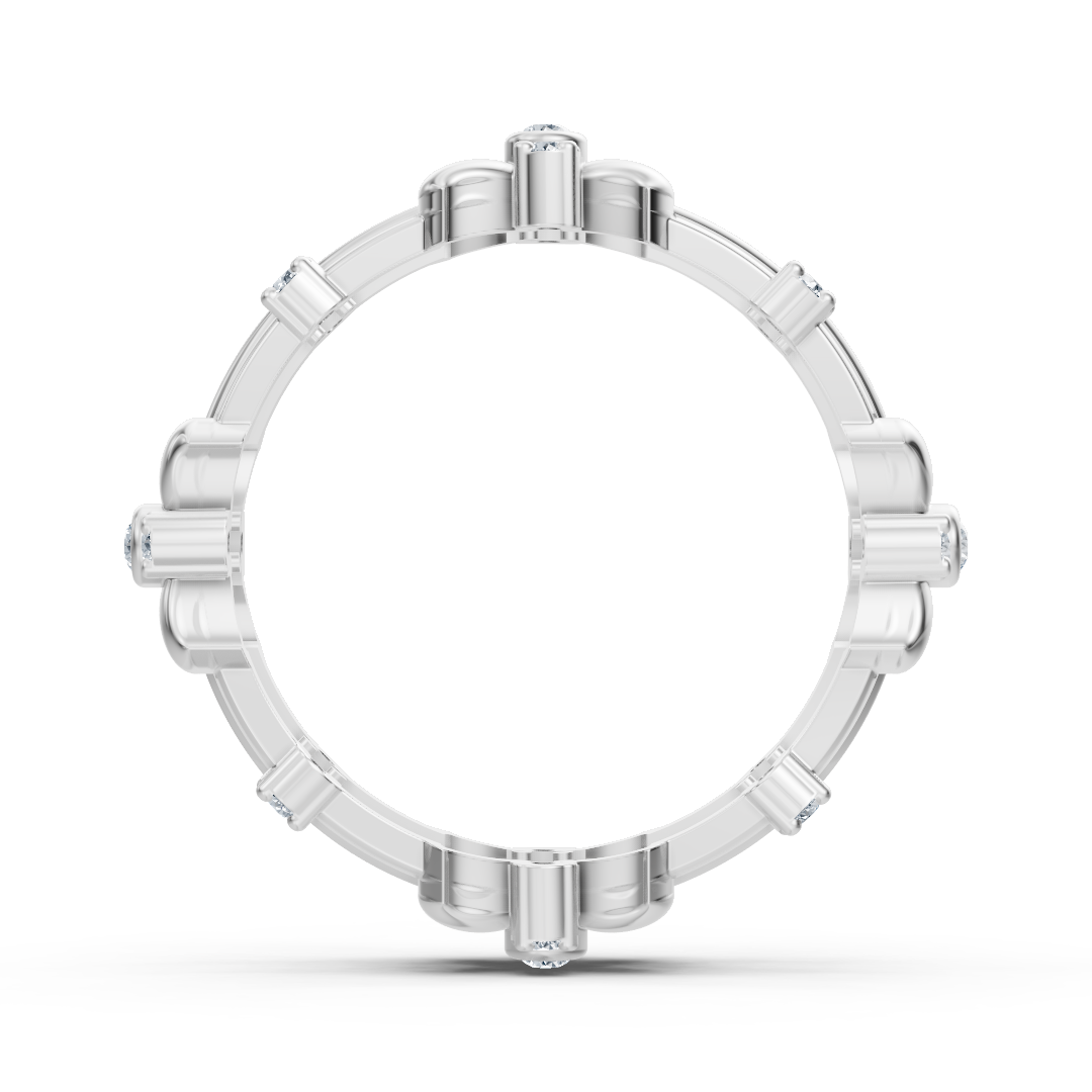 Bague florale Pırlanta en or blanc 14 carats « Couronne de fleurs »