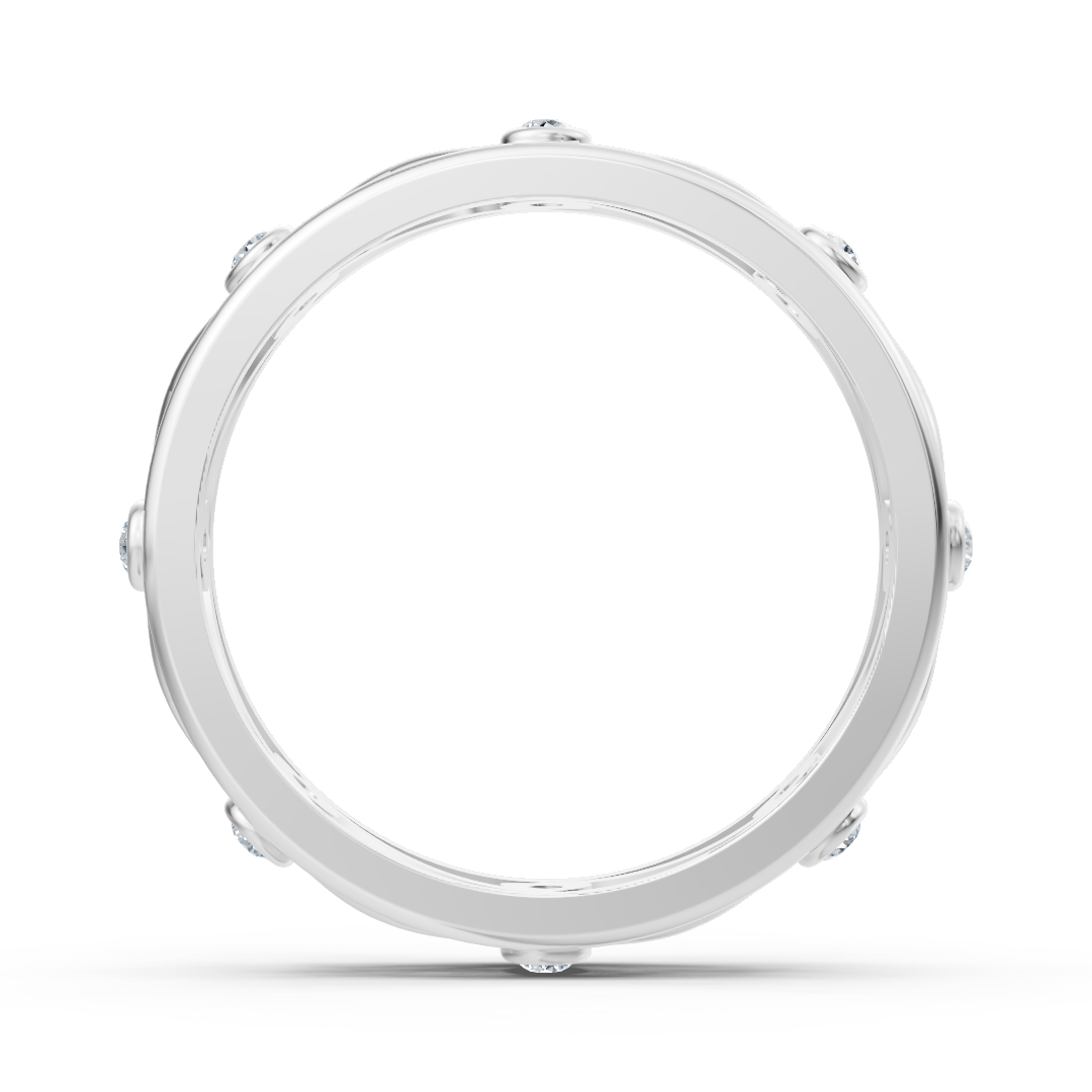 Bague élégante en or blanc avec diamants ronds en forme de lunette