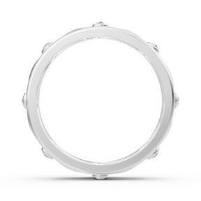 Bague élégante en or blanc avec diamants ronds en forme de lunette