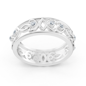 Bague moderne en or blanc avec diamants ronds en forme de lunette