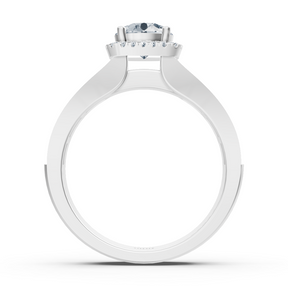 Bague de fiançailles extravagante en diamant taille princesse et brillant en or blanc 14 carats