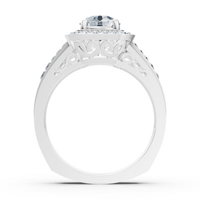 Bague de fiançailles scintillante en or blanc 14 carats avec diamants taille princesse et brillant