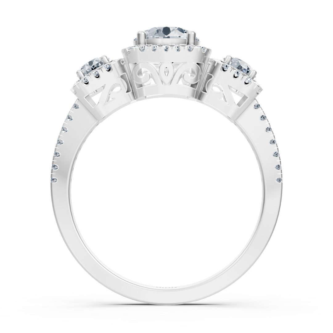 Diamond 3-stone engagement ring in white gold