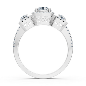 Diamond 3-stone engagement ring in white gold