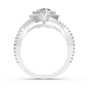 Diamond halo engagement ring in white gold