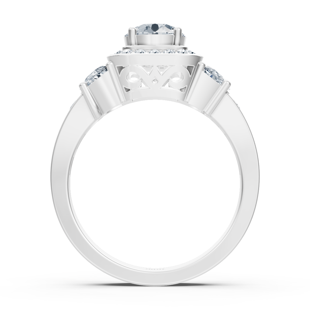 Diamond &amp; Ruby 3-Stone Engagement Ring in White Gold
