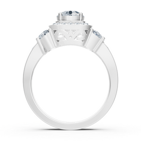 Diamond &amp; Ruby 3-Stone Engagement Ring in White Gold