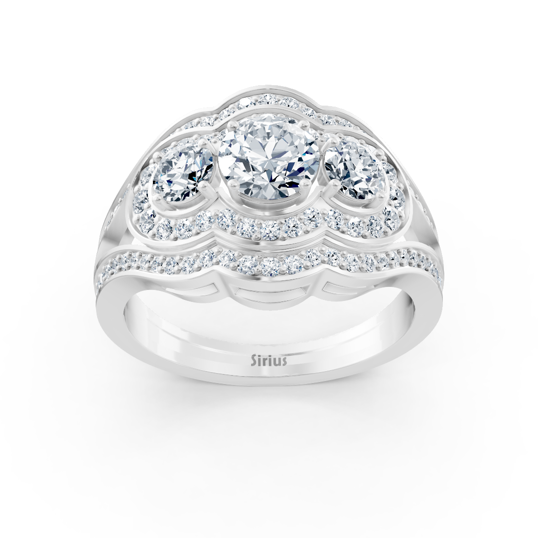 Bague de fiançailles vintage en or blanc avec diamants