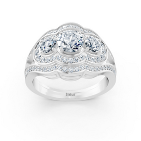 Bague de fiançailles vintage en or blanc avec diamants