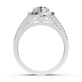 Bague halo diamant or blanc