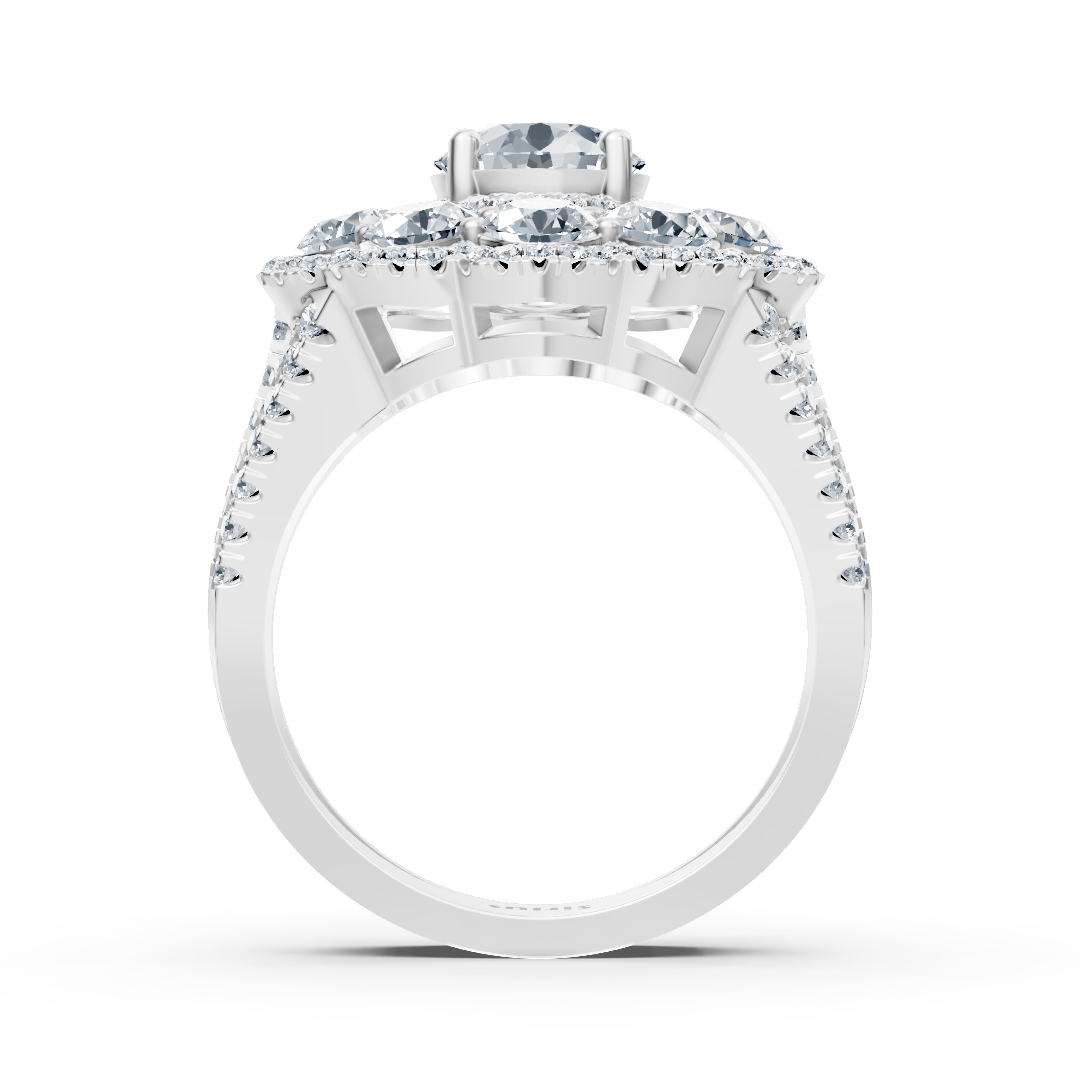 Bague diamant, émeraude et rubis en or blanc