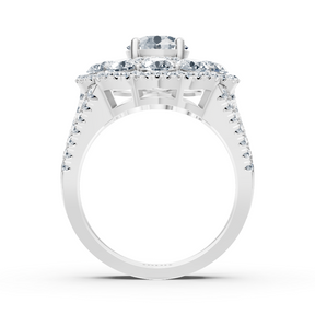 Bague diamant, émeraude et rubis en or blanc