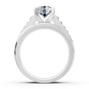 Bague de fiançailles canal cathédrale avec diamants en or blanc