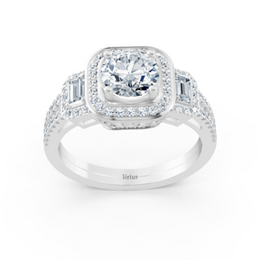 Dreistein & Halo Diamantring Weißgold