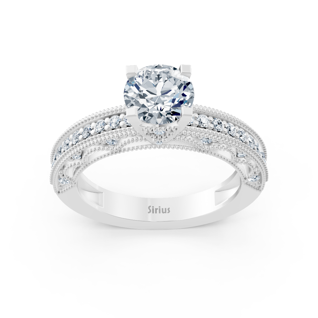 Bague en or blanc 14 carats avec diamant taille ronde