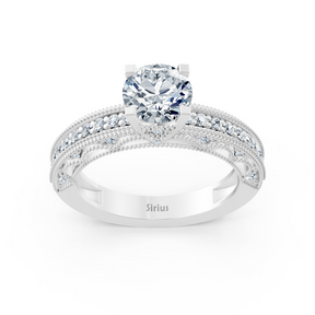 Bague en or blanc 14 carats avec diamant taille ronde