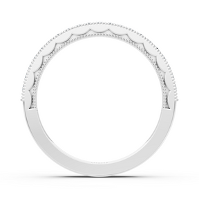 Bague demi-éternité en or blanc 14 carats avec diamant de 0,21 carat et détails milgrain