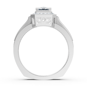 Birgie Sirius white gold diamond &amp; sapphire halo ring with princess &amp; round cut