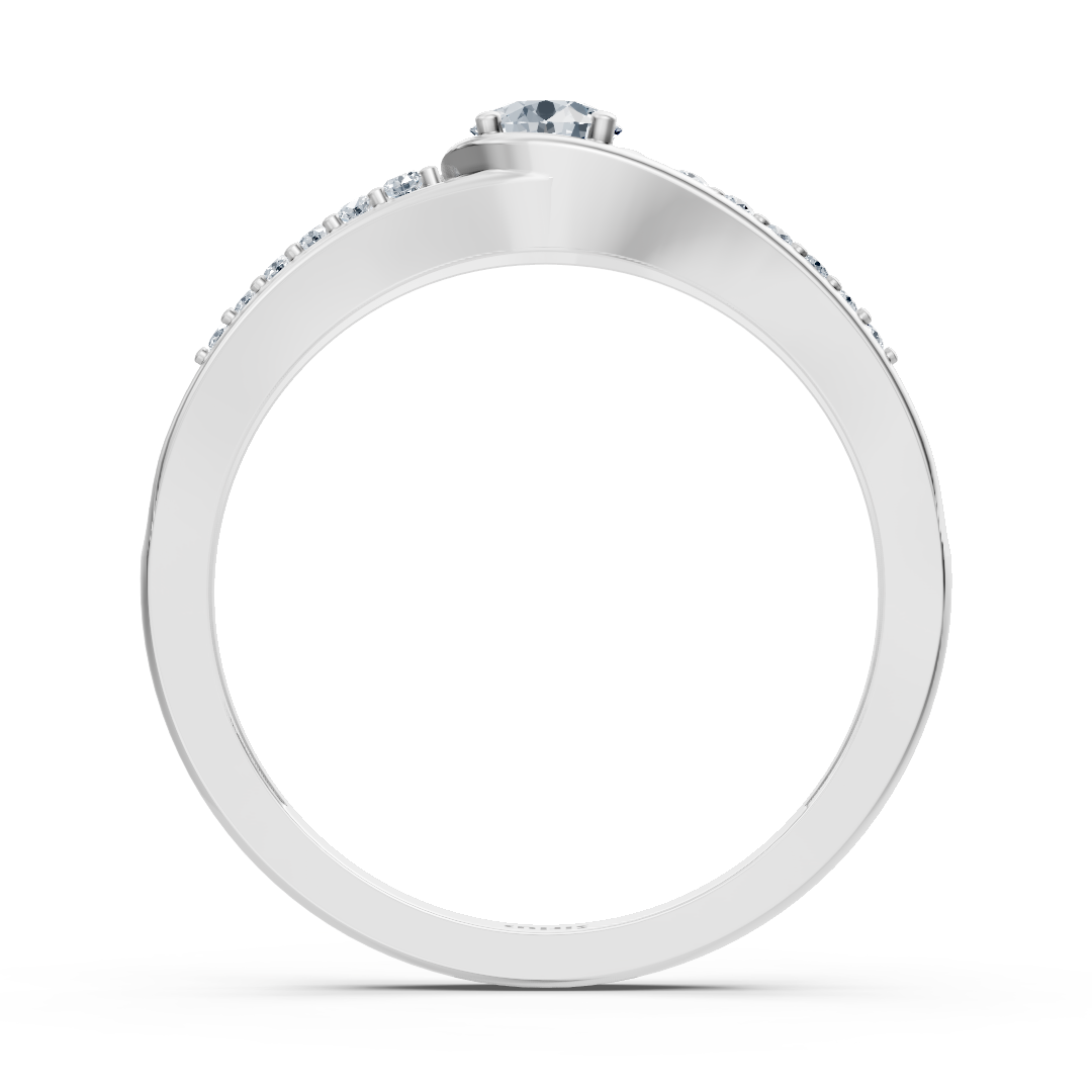 Bague en or blanc avec diamants latéraux de 0,30 carat