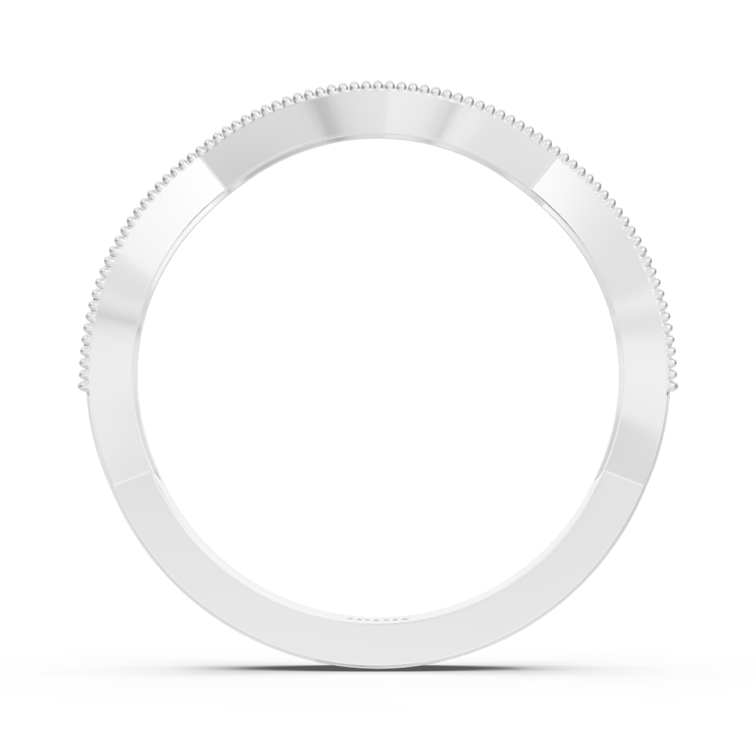 0.19 carat diamond curved wedding ring in white gold