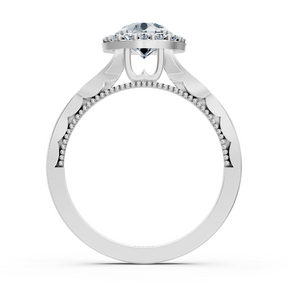 1.00 Carat Halo Solitaire Diamond Engagement Ring in White Gold