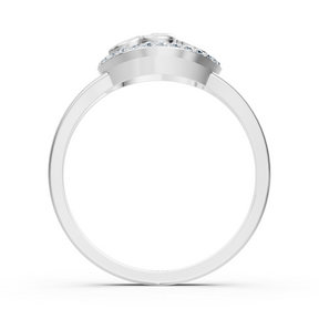 Delicate heart-shaped diamond ring in white gold with pavé accents