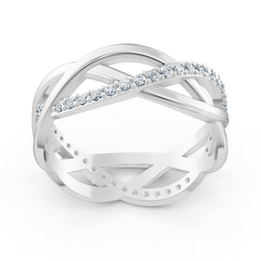 Bague de diamant en or blanc avec design croisé